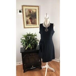 SFW Suitable For Work Women Dress Black Medium Sleeveless Wrap Open Zipper Back